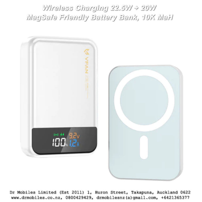 10,000 mAh, Magnetic PD 22.5W + 20W Wireless Charging Power Bank, LED Display, F13