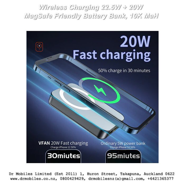10,000 mAh, Magnetic PD 22.5W + 20W Wireless Charging Power Bank, LED Display, F13