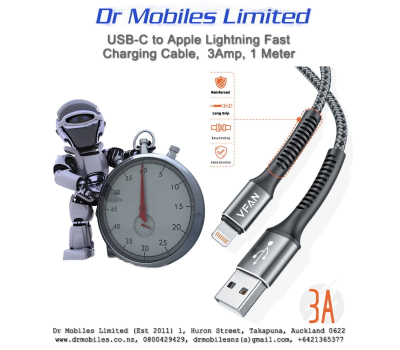 USB-A to Apple Lightning Fast Charging Cable, 3Amp, 1 Meter, Vipfan X22
