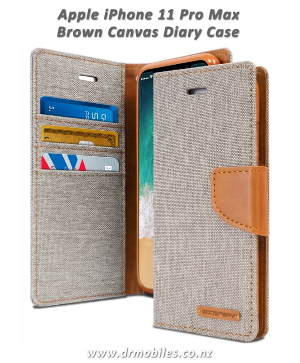 Mercury Goospery Apple iPhone 11 Pro Max Canvas Diary Wallet Case (Gray)