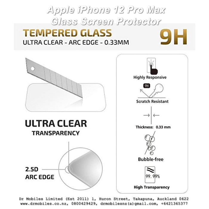 iPhone 12 Pro Max Glass Screen Protector 9H Hardness Rating