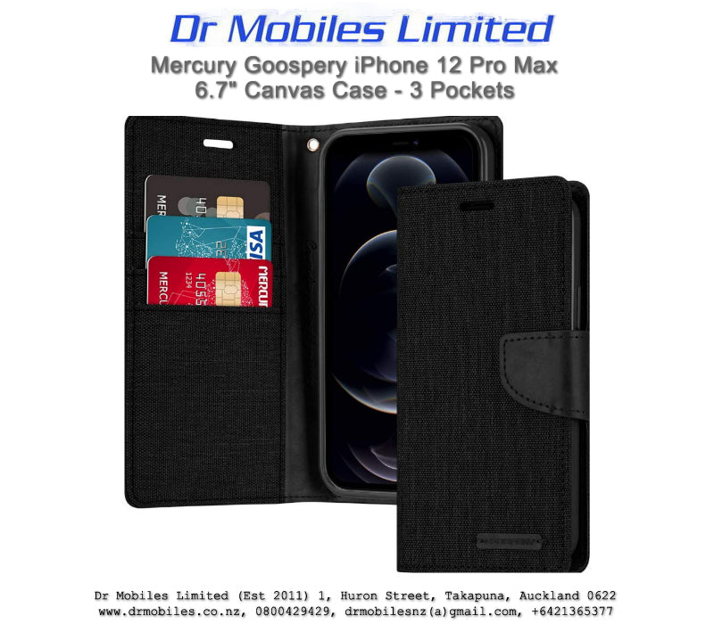 Mercury Goospery iPhone 12 Pro Max 6.7" Canvas Case - 3 Pockets