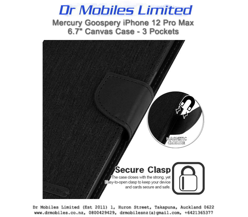 Mercury Goospery iPhone 12 Pro Max 6.7" Canvas Case - 3 Pockets