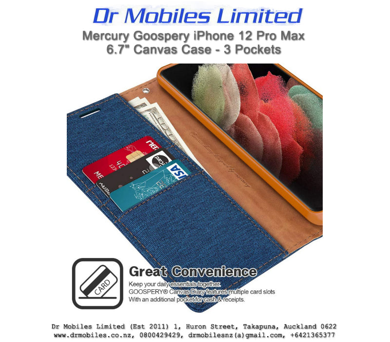 Mercury Goospery iPhone 12 Pro Max 6.7" Canvas Case - 3 Pockets