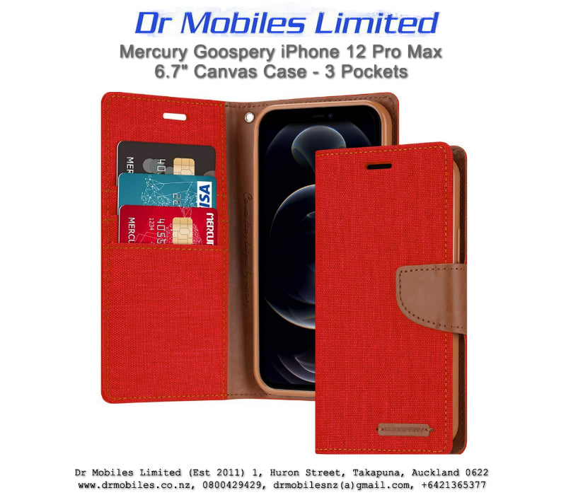 Mercury Goospery iPhone 12 Pro Max 6.7" Canvas Case - 3 Pockets