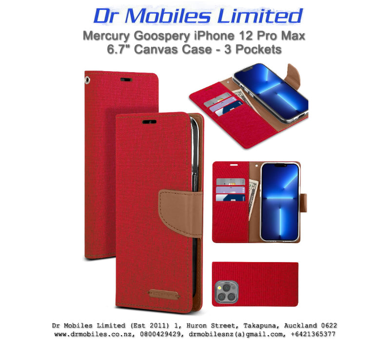 Mercury Goospery iPhone 12 Pro Max 6.7" Canvas Case - 3 Pockets