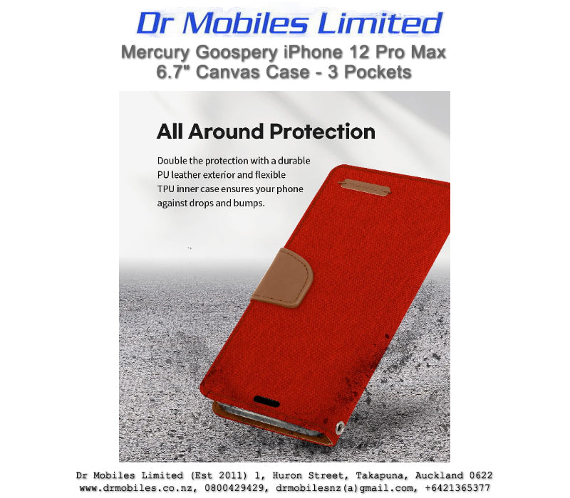 Mercury Goospery iPhone 12 Pro Max 6.7" Canvas Case - 3 Pockets
