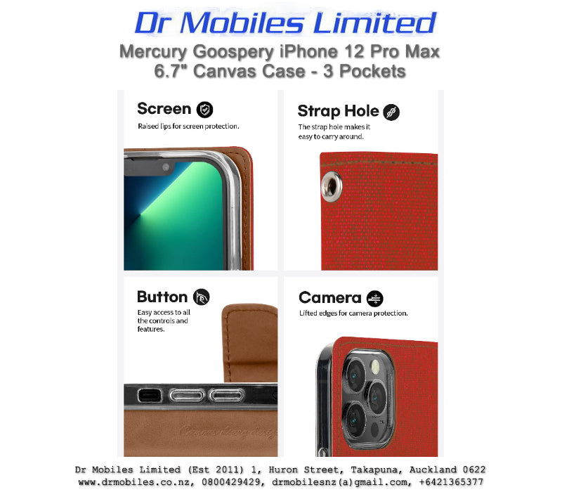 Mercury Goospery iPhone 12 Pro Max 6.7" Canvas Case - 3 Pockets