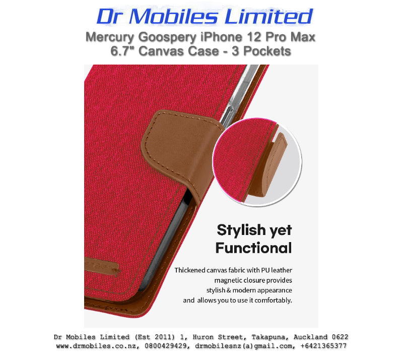 Mercury Goospery iPhone 12 Pro Max 6.7" Canvas Case - 3 Pockets