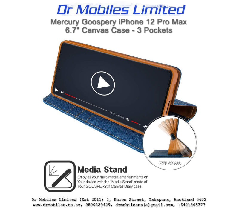 Mercury Goospery iPhone 12 Pro Max 6.7" Canvas Case - 3 Pockets
