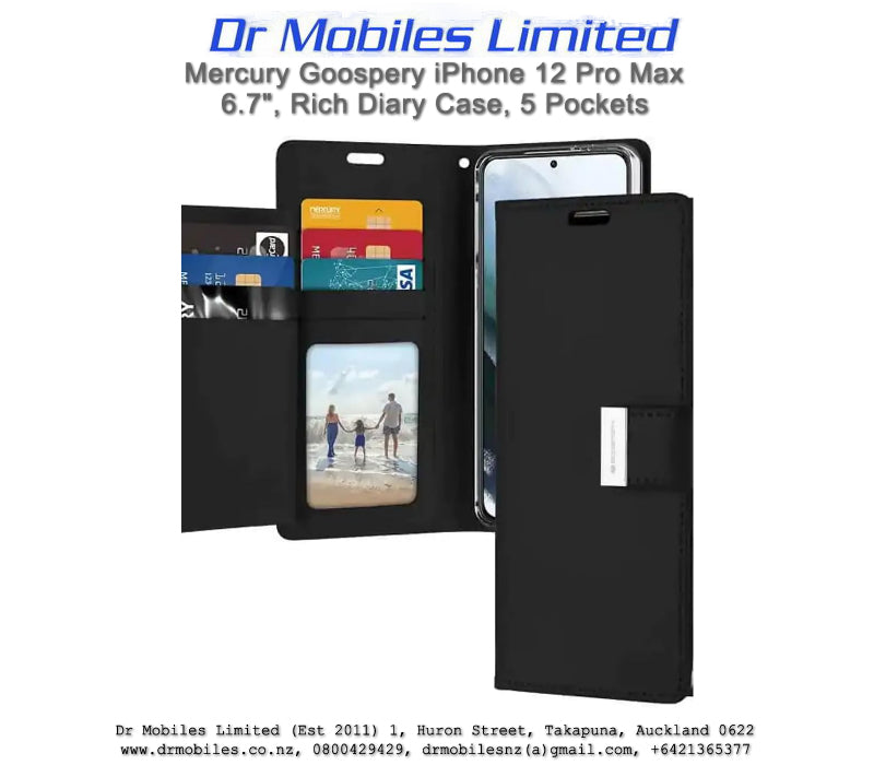 Mercury Goospery iPhone 12 Pro Max 6.7" Rich Diary - 5 Pockets