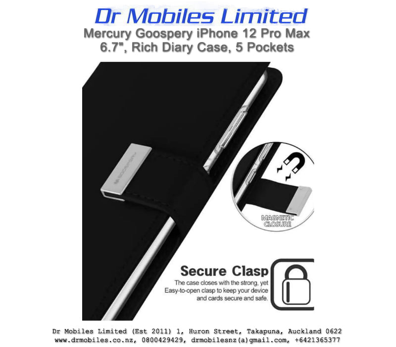 Mercury Goospery iPhone 12 Pro Max 6.7" Rich Diary - 5 Pockets