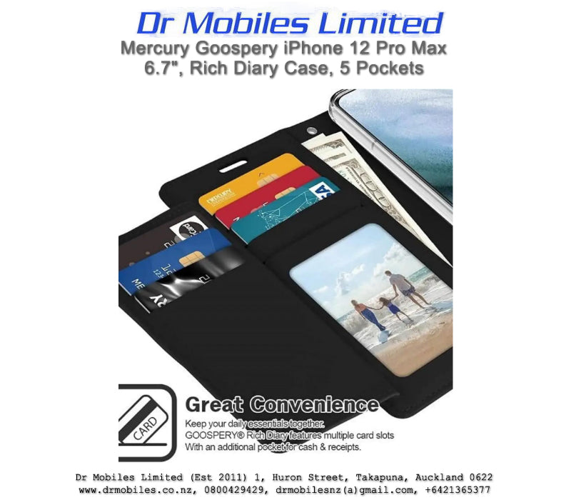 Mercury Goospery iPhone 12 Pro Max 6.7" Rich Diary - 5 Pockets