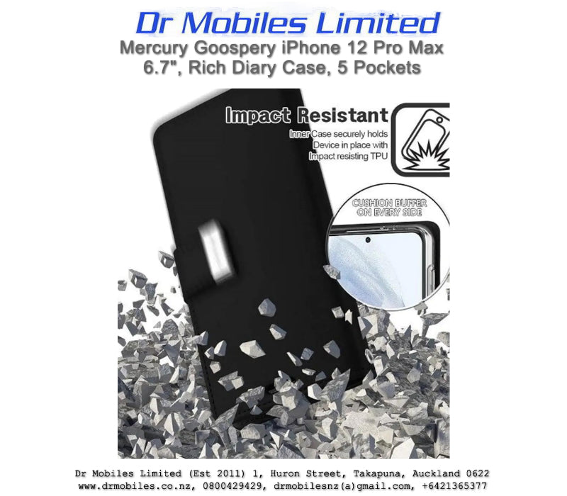 Mercury Goospery iPhone 12 Pro Max 6.7" Rich Diary - 5 Pockets