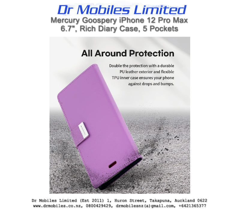 Mercury Goospery iPhone 12 Pro Max 6.7" Rich Diary - 5 Pockets