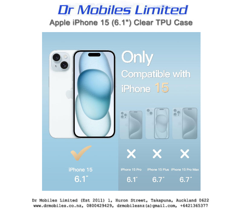 Apple iPhone 15 (6.1") Clear TPU Case - Extra Protection