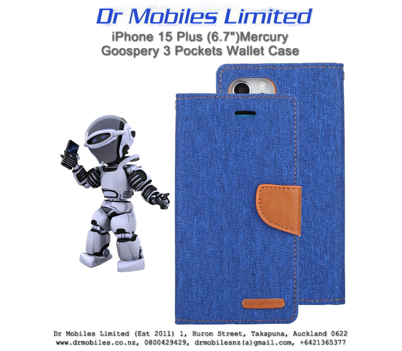 iPhone 14 Plus Mercury Goospery, 5 Pockets Rich Dairy Case - Gold, Blue