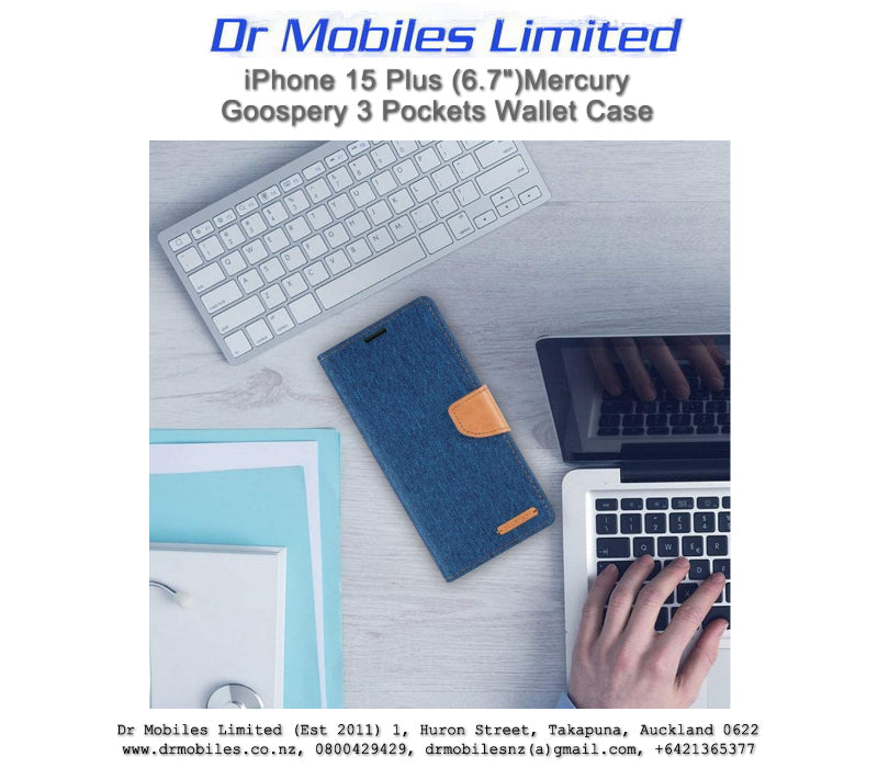 iPhone 14 Plus Mercury Goospery, 5 Pockets Rich Dairy Case - Gold, Blue