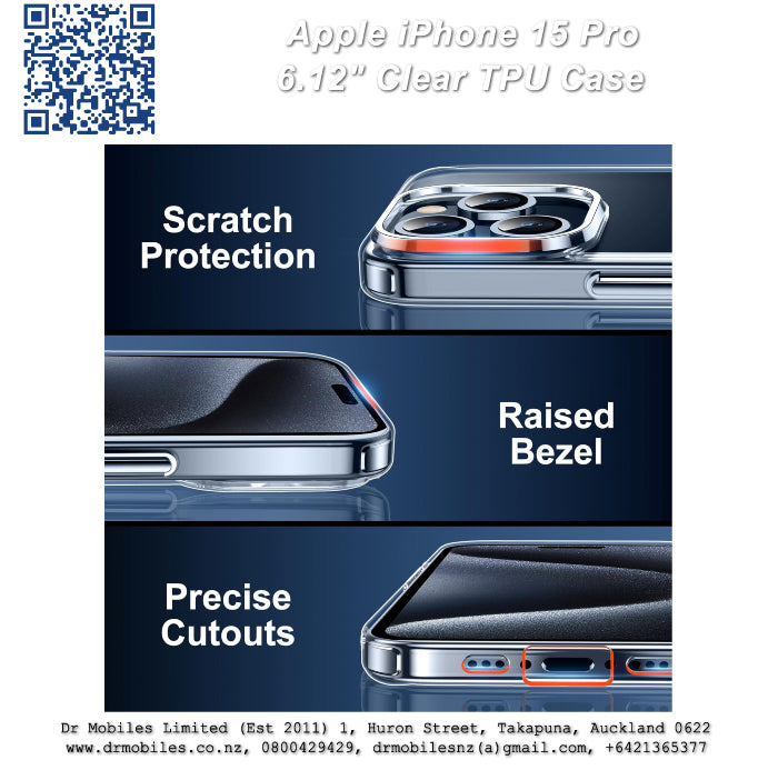 Apple iPhone 15 Pro, 6.12" Clear TPU Case - Extra Protection