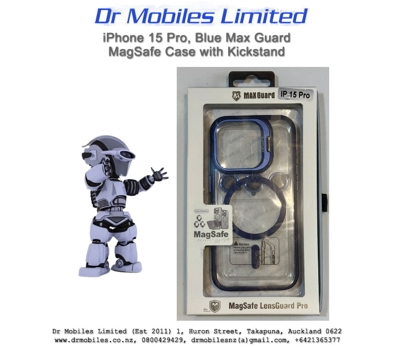 iPhone 15 Pro, Blue Max Guard MagSafe Case with Kickstand