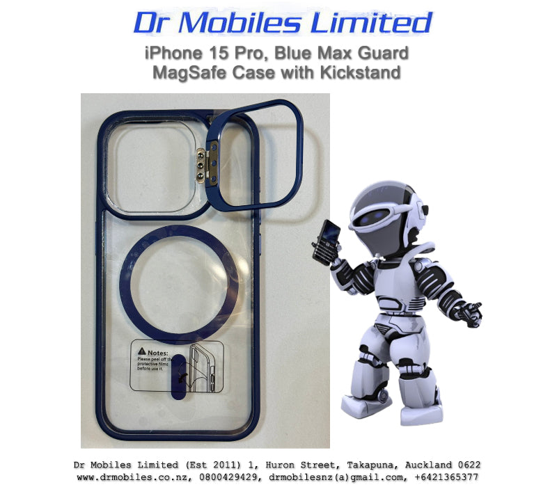 iPhone 15 Pro, Blue Max Guard MagSafe Case with Kickstand