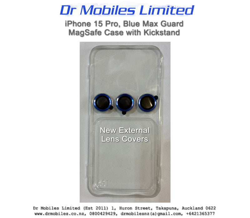 iPhone 15 Pro, Blue Max Guard MagSafe Case with Kickstand