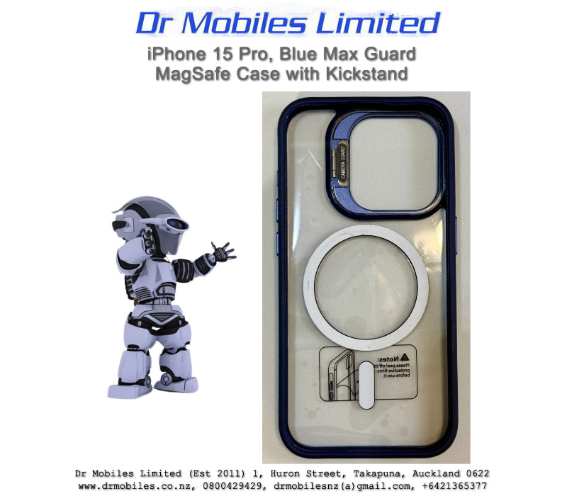 iPhone 15 Pro, Blue Max Guard MagSafe Case with Kickstand