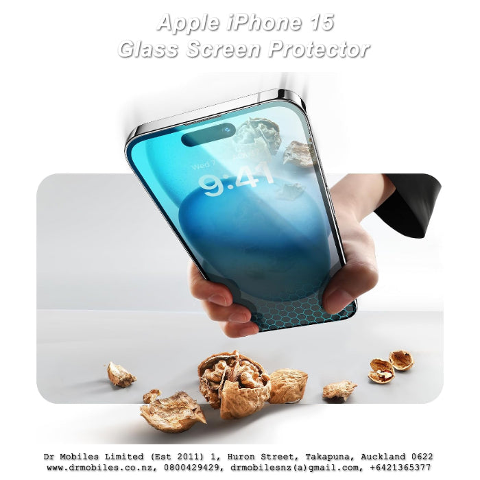 Apple iPhone 15 Glass Screen Protector, Strong 9H Hardness Rating