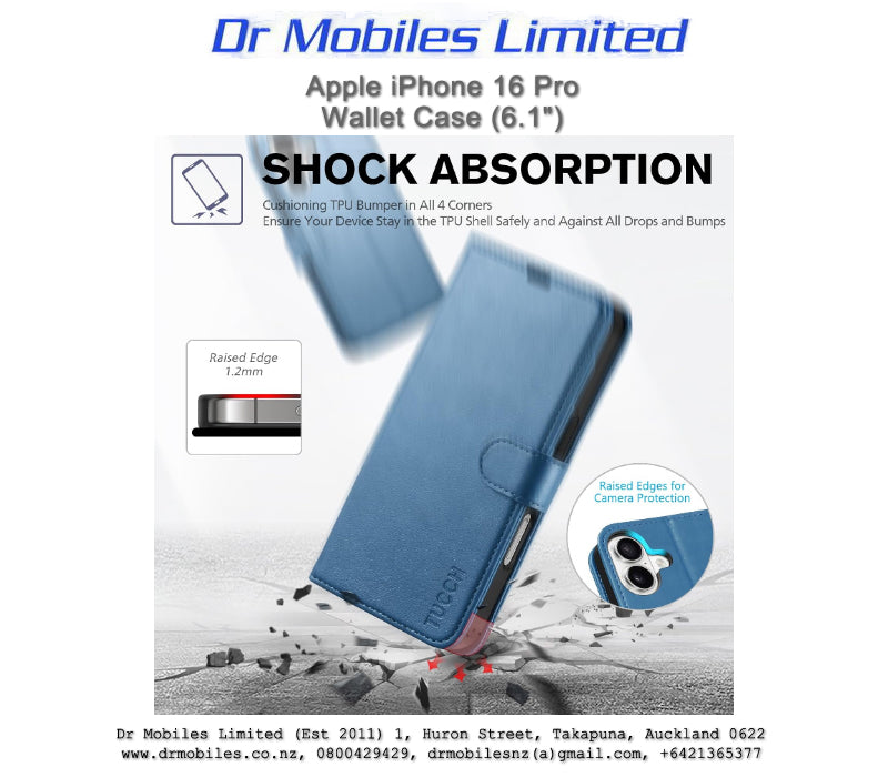 Apple iPhone 16, 6.1" Wallet Case (Blue)