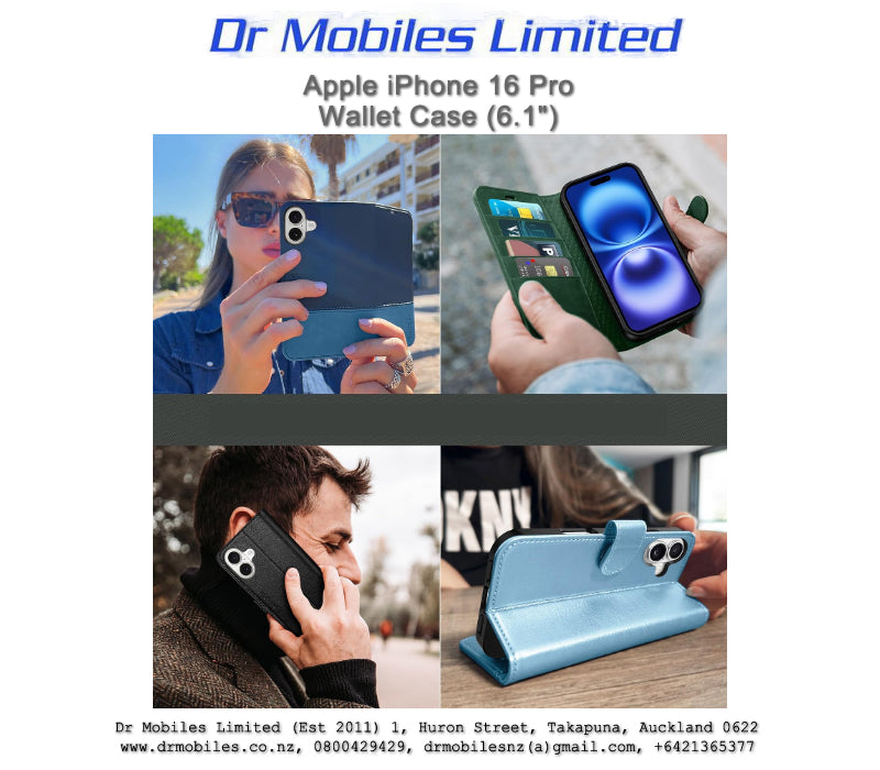 Apple iPhone 16, 6.1" Wallet Case (Blue)
