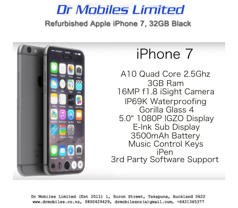 Refurbished Apple iPhone 7, Black, 32GB