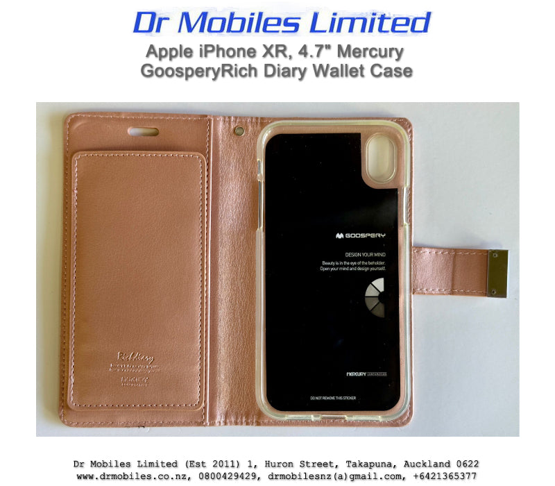 Apple iPhone XR, 4.7" Mercury Goospery Rich Diary Wallet Case
