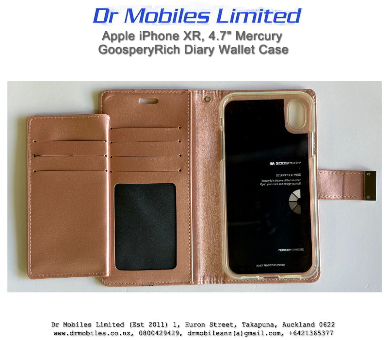 Apple iPhone XR, 4.7" Mercury Goospery Rich Diary Wallet Case