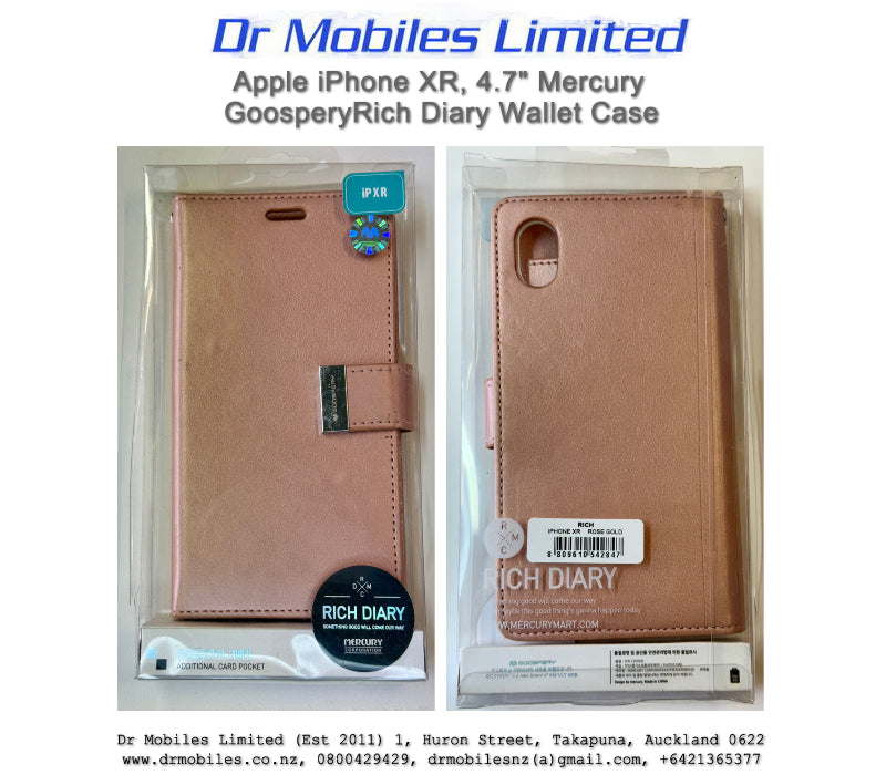 Apple iPhone XR, 4.7" Mercury Goospery Rich Diary Wallet Case