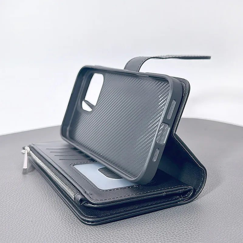 Black phone case with textured back