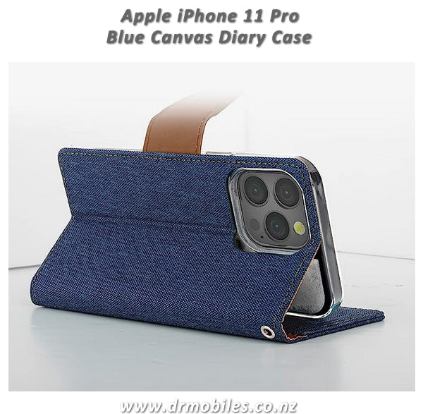 Mercury Goospery Canvas Diary Case for Apple iPhone 11 Pro, 5.8" - Blue