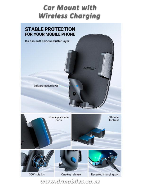 In-Car Wireless Charger with Phone Mount - Acefast D5