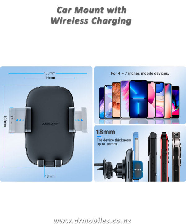 In-Car Wireless Charger with Phone Mount - Acefast D5