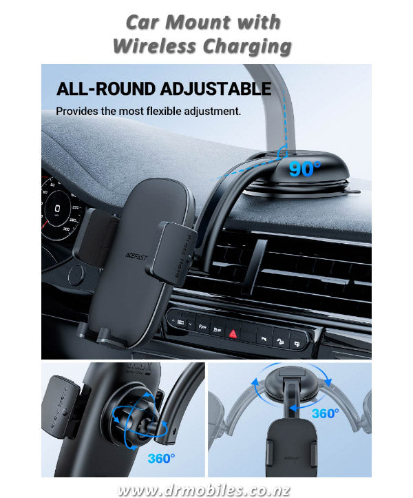 In-Car Wireless Charger with Phone Mount - Acefast D5