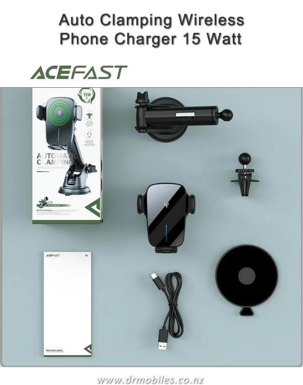 Auto Clamping Phone Holder with Wireless Qi Charging - AceFast JR-ZS248, MegSafe