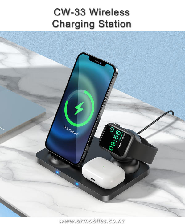 Compact 3-in-1 Wireless Charger Hoco CW33 for iPhone and Apple Watch 8