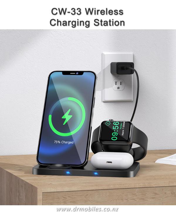 Compact 3-in-1 Wireless Charger Hoco CW33 for iPhone and Apple Watch 8
