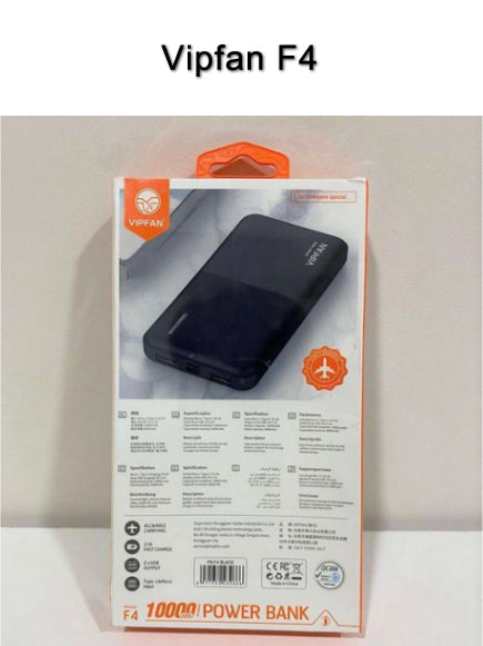 10,000mAh Battery Bank with dual USB Ports Vipffan F04