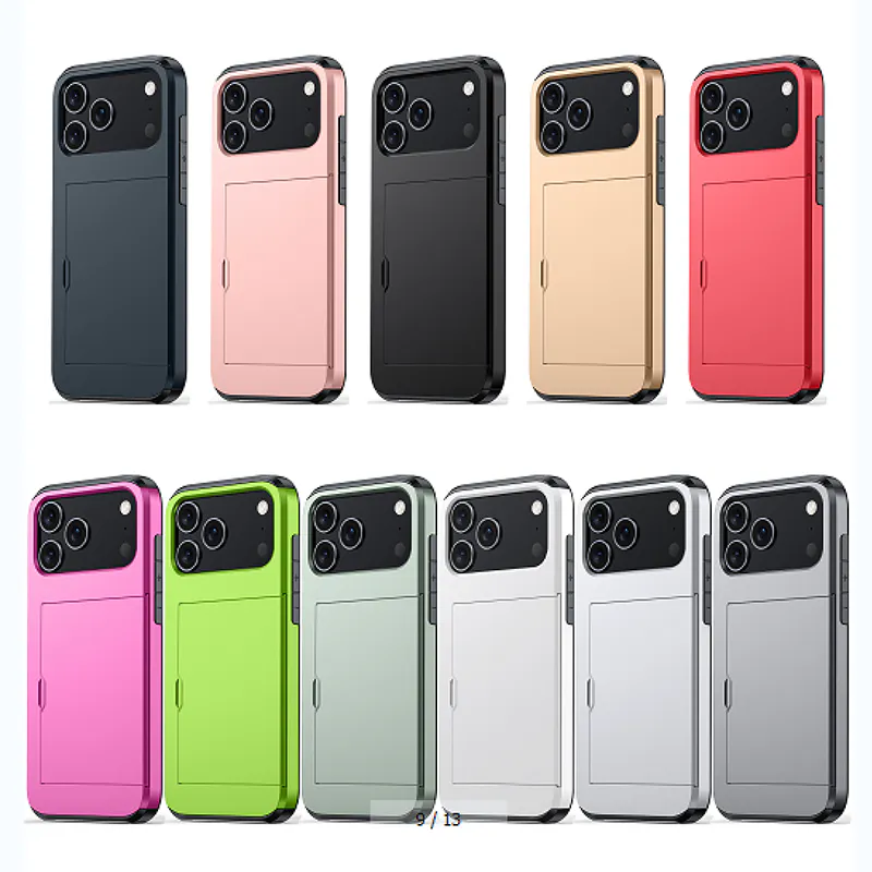 iPhone 17 Pro Case with Hidden Card Holder, Slide Design, Scratch Resistant Shockproof Protective Hard Shell Phone Case