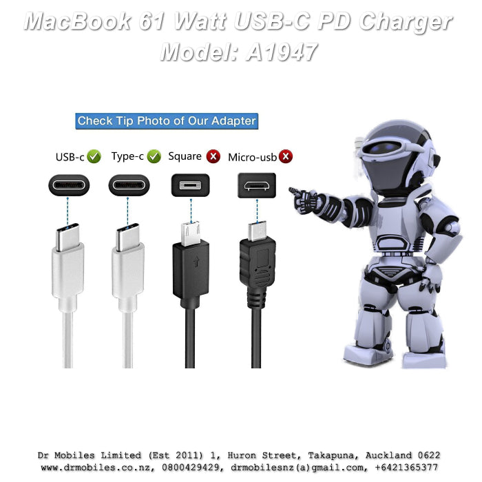 MacBook 61 Watt USB-C PD Charger Model: A1947