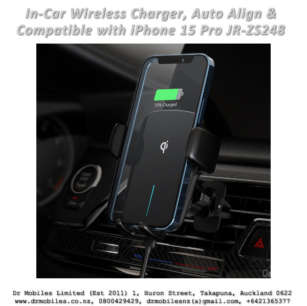 Auto Clamping Phone Holder with Wireless Qi Charging - AceFast JR-ZS248, MegSafe