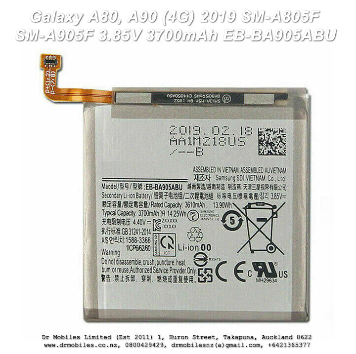Samsung A80 A90 (4G) 2019 SM-A805F SM-A905F 3.85V 3700mAh EB-BA905ABU Original Galaxy Battery