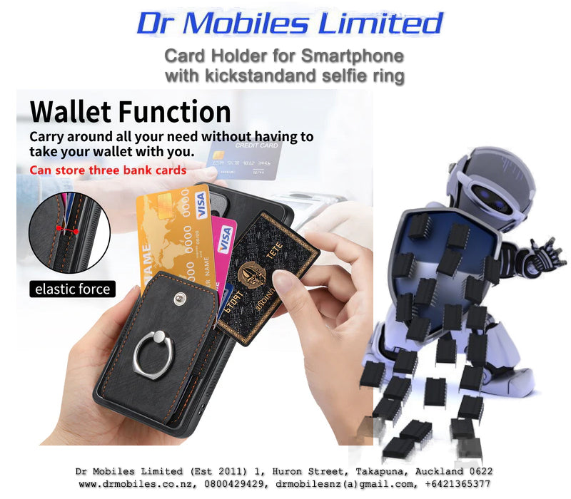 Smartphone Credit Card Holder with Selfie-Ring with Magnet