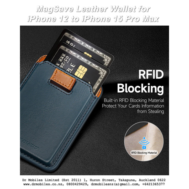MagSave Leather Wallet for iPhone 12 to iPhone 15 Pro Max
