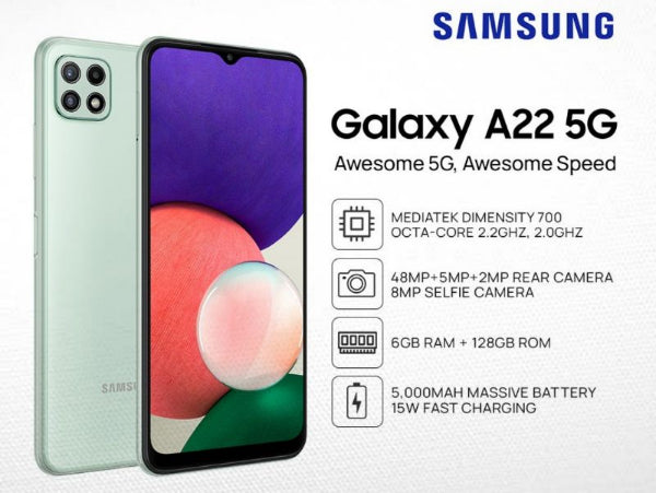 Samsung Galaxy A22 (4G), 4GB RAM, 128GB Memory, Takapuna, #10997